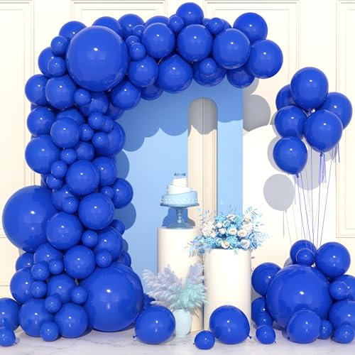 Royal Blue Balloons, 106 pcs Dark Blue Balloon Garland Arch Kit 5 10 12 18 inch Latex Matte Balloons with Balloon Ribbon for Men Boys Women Birthday Party Wedding Baby Shower Anniversary Decorations