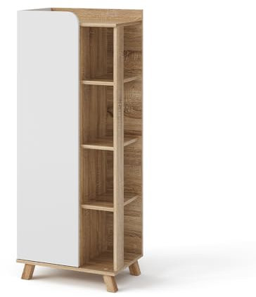 Vicco Midischrank Sonoma/Weiß Karen 50x128x35 cm - Die Badezimmermöbel, Mehr Ordnung im Badezimmer durch übersichtliche Ablage