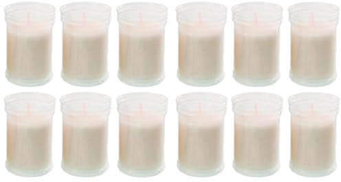 Tradineur - Pack de 12 velones de Santo, Velas litúrgicas de parafina y Cera Vegetal, decoración de Iglesias, cementerios, tumbas (Transparente, 9 x 6 cm)