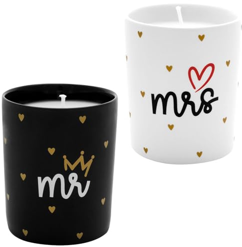 GRUSS & CO 73872 Lot de 2 bougies parfumées à la vanille, hauteur 8,4 cm, dans coffret cadeau, cadeau de mariage, décoration de mariage