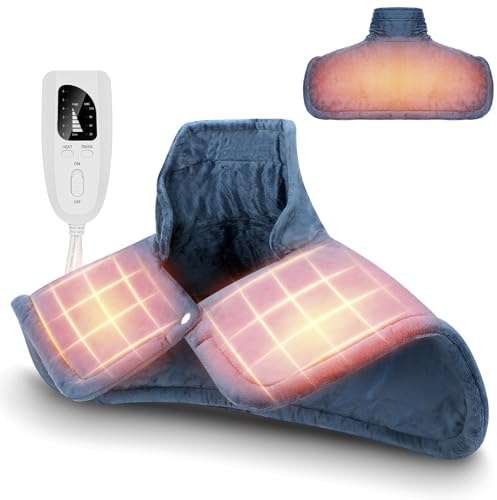 Anpress Cuscino Termico Cervicale, Termoforo per Cervicale e Spalle, Cuscino Termico, Scaldacollo per la Nuca e Spalle, 6 Temperature, Spegnimento Automatico,Riscaldamento Rapido,Lavabile in Lavatrice