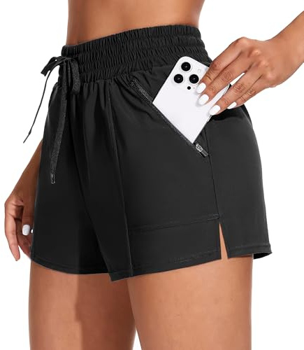 ATTRACO High Waisted Swim Shorts for Women Plus Size Swimsuit Shorts with Boxer Liner Black XXL