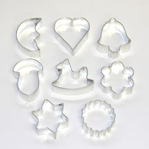 sopomarkt24 Ausstechformen Plätzchen Ausstecher, Keksausstecher, Plätzchenausstecher, Keks Backen Weihnachten Ausstechform Set 8 teilig mittel, 30mm bis 50mm