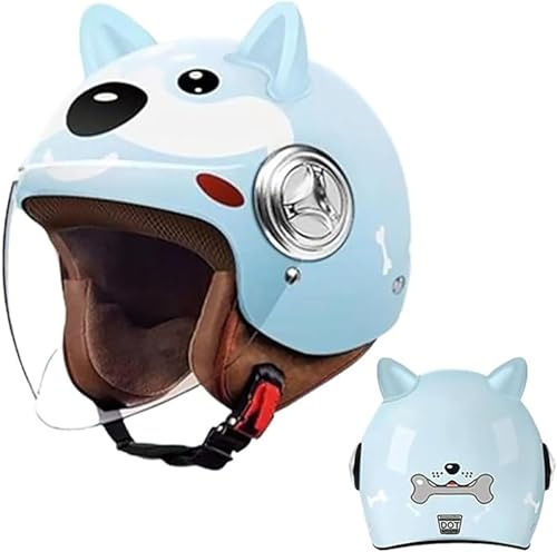 Casco De Moto y Scooter Para Niños y Niñas Con Visera Solar, Ciclomotor Con Bolsillo De Liberación Rápida B, 48-53cm
