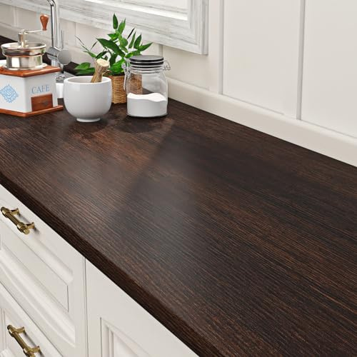 ReWallpaper Carta Adesiva per Mobili Legno Scuro Pellicole Adesive per Tavoli Armadio 40CMx7M Spessa Carta Parati Adesiva Muro Vintage Lavabile Rotoli Adesivi Decorativi Mobili Legno Noce