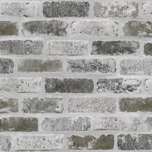 Timeet Peel and Stick Wallpaper Blue Grey Brick Effect Sticky Back Plastic Paper Self Adhesive Wallpaper Rustic Contact Paper Brick Sticker for Furniture for Kitchen Bedroom 44x1000cm