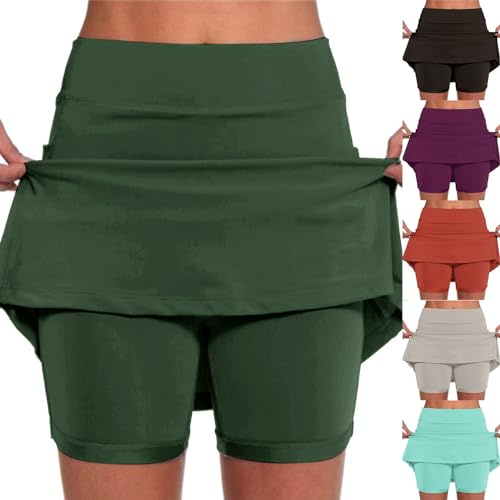Skort - Falda de tenis para mujer hasta la rodilla, con pantalones bajos, cintura alta, falda deportiva 2 en 1, falda de golf, ropa deportiva, falda de verano, falda de senderismo, minifalda con