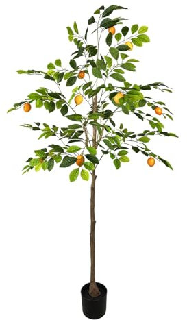 Konstgjord kruka citronträd, konstgjorda utomhusväxter, citron frukt bonsai falskt citronträd, dekorativ citron konstgjord växt, för kök hemmakontor(80 cm/2,6 ft)