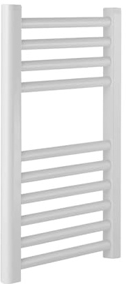 Greened House White Milano Heated Towel Rail Straight 500mm W x 600mm H | Flat, Central Heating, Towel Radiator, Bathroom