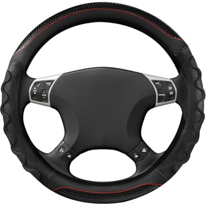 DXNQ Car Steering Wheel Cover, 15 Inches 3D Honeycomb Design Car Steering Wheel Protector with Comfy Grip, Breathable Anti-Slip D-Shaped Steering Wheel Sleeve for Most Vehicles (Black, Round)