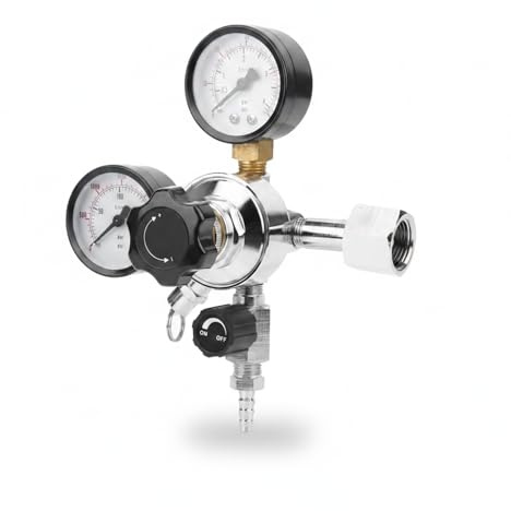 SustVita Beer Kegerator CO2-regulator med en inbyggd tryckavlastningsventil Co2 och dubbla mätare för att övervaka utmatningstrycket för en sodakolsyraregulator