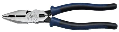 Klein Tools J12098 Alicates combinados universales con troquel de crimpado, agarre de tubo dentado, cuchillos endurecidos por inducción
