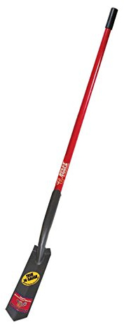 Bully Tools 14-Gauge 3-Inch Trench Shovel - Heavy-Duty Steel Blade with V-Shaped Design, Long Fiberglass Handle, Rust-Resistant Powder Coat & Rubber Grip for Landscaping, Garden Task- 100% Made in USA