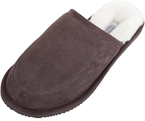 SNUGRUGS Ciabatte in lana d'agnello con suola leggera, Marrone (Marrone scuro), 44 EU