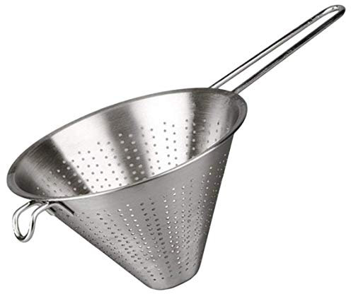 MGE - Chinese Colander - Perforated Stainless Steel Colander/Strainer - Silver - 24 cm