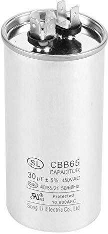 Condensador 50 Hz / 60 Hz,Capacitor 450v,30uf Condensador De Arranque y Funcionamiento Para Motor Electrico,Resistente Al Calor,Gran Capacidad Para Aires Acondicionados, Compresores y Motores