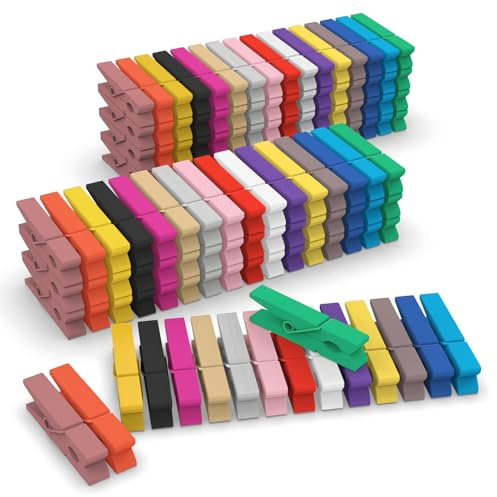 JABINCO (Pack of 128) Mini Wooden Colored clothespins,16 coloers Each 8pcs, Colored