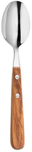 SCHWERTKRONE Cucchiaio da Minestra in Legno d'Ulivo e Acciaio INOX 18/10 - Cucchiaio da tavola - Cucchiaio da Zuppa - Posate Fini