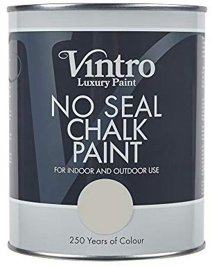 Vintro | No Seal Chalk Paint | Light Grey | Interior & Exterior Use | Furniture | Walls | Wood | Metal | 1 Litre (Tower Bridge)
