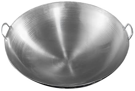 YYUINU Grande wok in ferro battuto, tradizionale tradizionale antico, pentola binaurale in ferro battuto, 60 cm