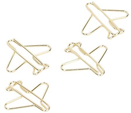 Hztyyier 100 Stück Büroklammer Metall Flugzeug Galvanik Gold Büroklammer mit Durchsichtiger Box für Office Home School Supplies Vorhanden