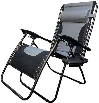 Samuel ALEXANDER Luxury Padded Multi Position Zero Gravity Garden Relaxer Chair Lounger in Grey & Black