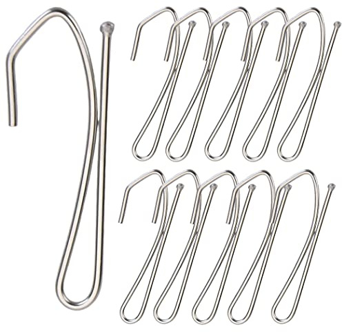 Kuasting Ganci per tende in acciaio inox ganci singoli in metallo pizzico piega drappeggio 70 pezzi gancio lungo S ganci pizzico piega (70 pezzi)