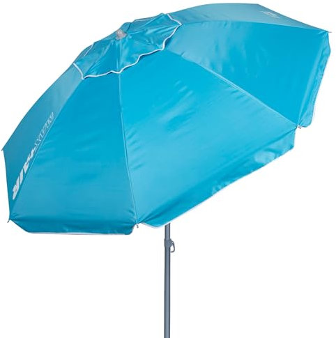 AKTIVE 62238 - Parasol de Plage Pliable Coupe-Vent Bleu Ø200, avec Revêtement Argenté et Protection UV50, Brise-Vent de Plage, Grand Parasol, Parasol de Plage, Parasols de Plage
