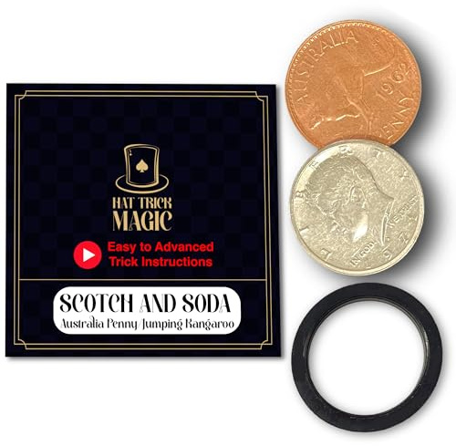 Hat Trick Magic - Coin Illusions for Beginners, Intermediate, Professional Illusionist - Vanishing, Teleporting, Transforming Coin Illusions (Scotch and Soda (Vanishing Kangaroo))