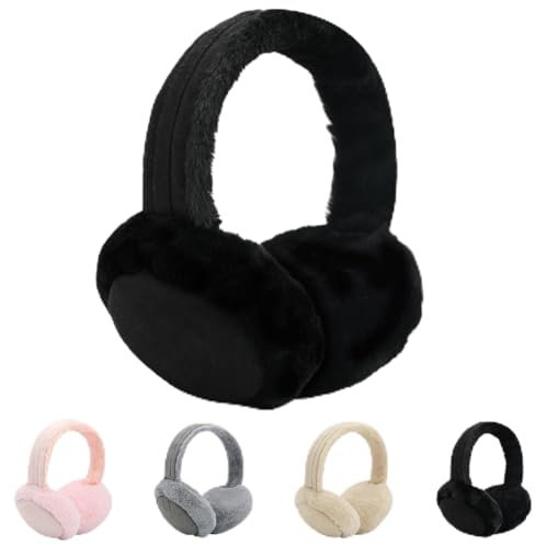 TSLBW Winter Ohrenschützer Flauschige Ohrenschützer für Frauen Männer Mädchen Winter Ohrenwärmer für Kinder Ohrenwärmer Schutz vor Wind (Schwarz)