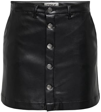 ONLY Falda de Cuero Femenino ONLAMAZING-Liora Falda Corta, Negro, S