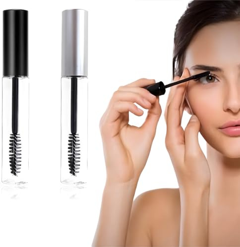 Reccisokz 2 Piezas Máscara Transparente Para Pestañas,Envase Vacío De Máscara,Tubo Vacío De Máscara Y Cepillo De Pestañas,Recargable