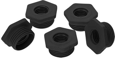 Kalitec G6201210 - Reducción M20/M12 (5 unidades, plástico negro, reductor de roscas hexagonales, rosca interior M12, rosca exterior M20, IP68)