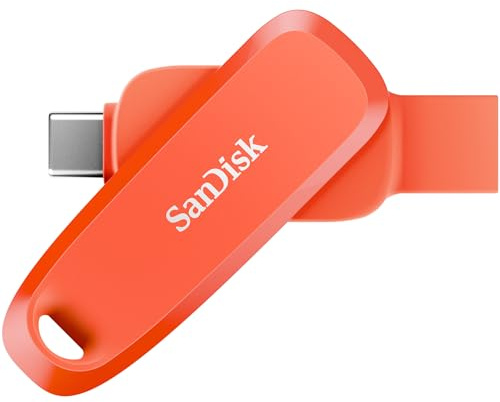 SanDisk Chiavetta USB 2 in 1 da 256 GB, per smartphone, tablet e computer, con connettori USB di tipo C e tipo A, colore: arancione nasturzio - SDDDC6-256G-G46NO