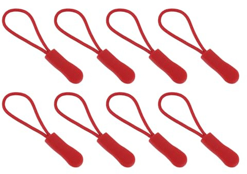 QUARKZMAN 50 Piezas de Tiradores de Cremallera de Repuesto, Extensor de Cordón de Tirador de Cremallera, Fijador de Etiqueta de Pestaña para Chaqueta Bolsos de Mano, 63.3mm Rojo Oscuro