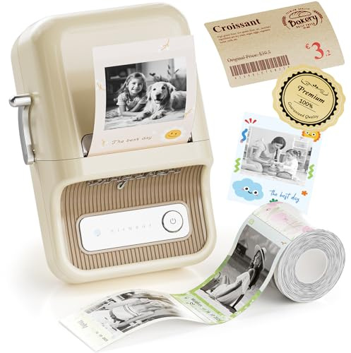NIIMBOT B21 Pro Photo Printer 300DPI Label Maker with 1 Pack White Label