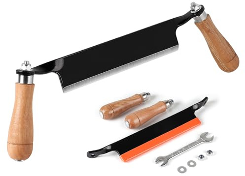 SWAWIS 200mm Zugmesser für Holz, Gerade, Reifmesser mit Ergonomischen Holzgriffen und Klingenschutz, Rindenschäler Scharfer für Holzbearbeitung， Zusammenbau Erforderlich(8'')