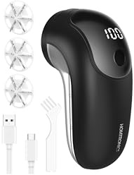 Quitapelusas Electrico, [Actualización de Sharp] Homtronics Recargable Quita Pelusa Portátil con 4 Cuchillas, 3 Velocidades, Eficiente y Potente Quita Bolas Ropa Pequeño para Ropa, Sofa (Negro)