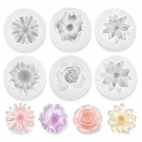 ​6 Moule Bougie, Moule Bougie Silicone, Moules pour Bougies en Forme de Nénuphar, Marguerite, Gâteau Glacé et Chocolat, pour la Décoration Intérieure/les Mariages/les Fleuristes​