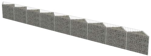 Mokuyary Gabbione parete in acciaio zincato, 630 x 30 x 50 cm, cestino in pietra per gabbioni, per paesaggio, giardino