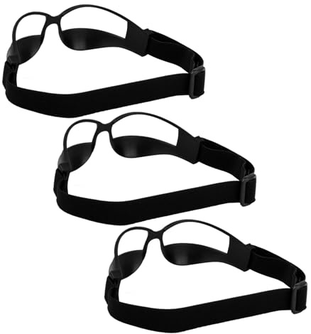 Abaodam Lot de 3 Lunettes de Dribble pour Basketball Noires Réglables en Matériau Anti-collision Léger, Lunettes D'entraînement de Sport en Extérieur, Protection Oculaire