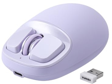 YUNZII C1 Silikon Trådlös mus, 4800 DPI Optisk Spårning, 6 Justeringsnivåer, Tri-Läge 2,4G/USB-C/Bluetooth-mus,Anpassningsbar Mus för Bärbar dator, dator, iPad, MacBook (Lila)