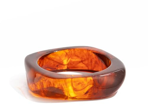 Niaspi Resin Bangle Bracelet for Women Lucency Irregular Acrylic Bracelet Geometric Wide Thick Statement Bracelets Chunky Trendy Fashion Summer Holiday Statement Accessories Jewelry (Amber)