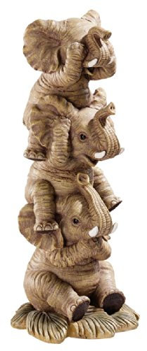 Design Toscano NG33769 Hear-No, See-No, Speak-No Evil Stacked Elephants Collectible Statue, Polyresin, Full Color, 25.5 cm