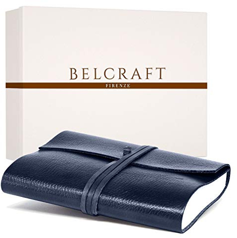 Belcraft Tivoli A5 Journal Intime/Carnet de Notes en cuir recyclé de fabrication artisanale Italienne, Journal de Voyage, Notebook A5, Cadeau Spécial (15x21 cm) Bleu