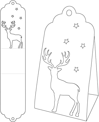 Vaessen Creative Plantilla de Corte para Caja de Regalo, Caja con Ciervos, Crea tu Propia Bolsa de Regalo, Joyero, Calendario de Adviento, Etiqueta y Otras Manualidades con Papel