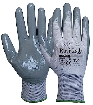 Ruvigrab handskar, textilstöd, nitrilbeläggning, grå