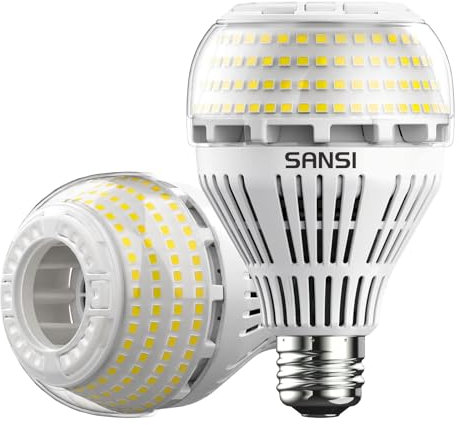 SANSI E27 LED Lampe, 27W (ersetzt 250W Glühbirne) Energiesparende LED Leuchtmittel, 5000K Kaltweiß 4000 Lumen, Nicht Dimmbar, Superhell Birne für Küche, Werkstatt, Garage, Ø 7,7 x 12 cm, 2er-Pack