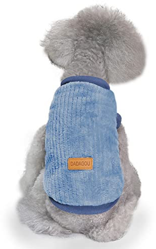 YAODHAOD Hundepullover, Hundekleidung, Plüsch, weich, dick, warm, für Winter, Hunde, Katzen, Aprikose (blau, L)