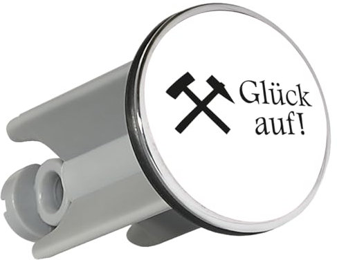 Huuraa Waschbeckenstöpsel Glück auf! Ruhrpott Geschenk 4cm für Waschbecken Abflussstopfen Glück auf! Geschenkidee